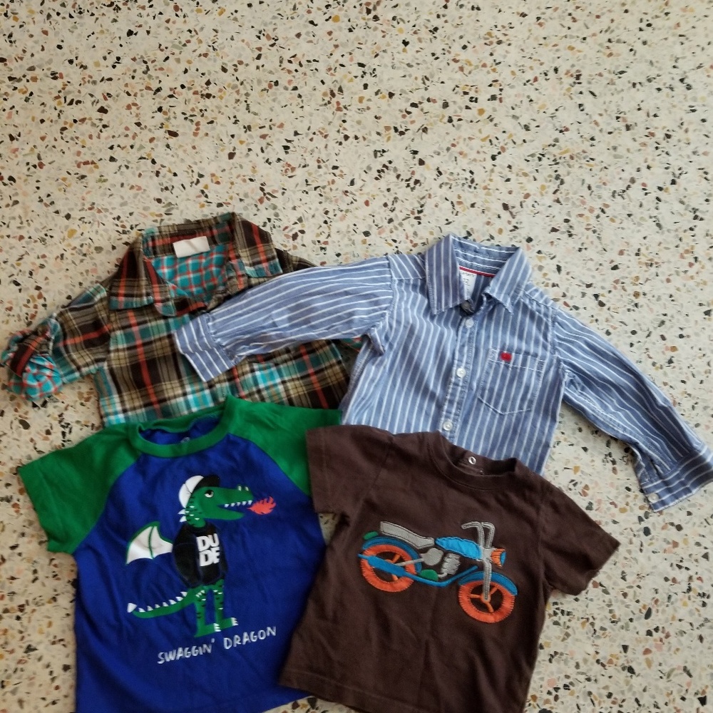 12m 2 plaid long sleeve and 2 short sleeve